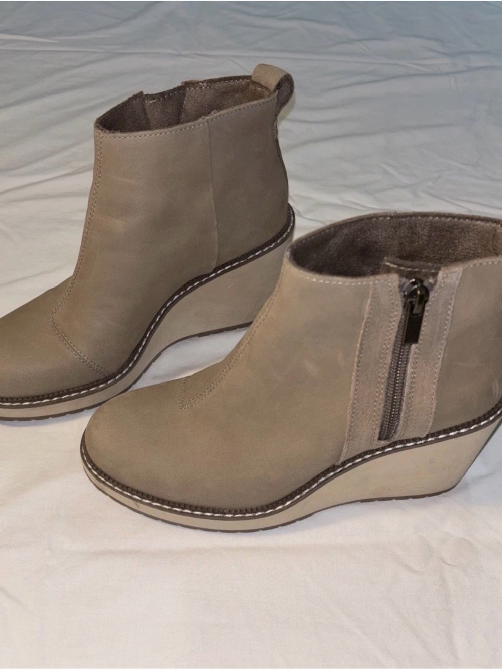Toms Taupe Wedge Ankle Booties